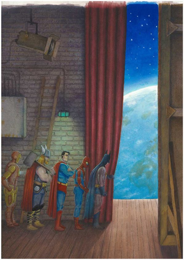 jean-martial-dubois_illustration_aquarelle_paris__dreamlike_coulisse_theatre_super_heros-art05